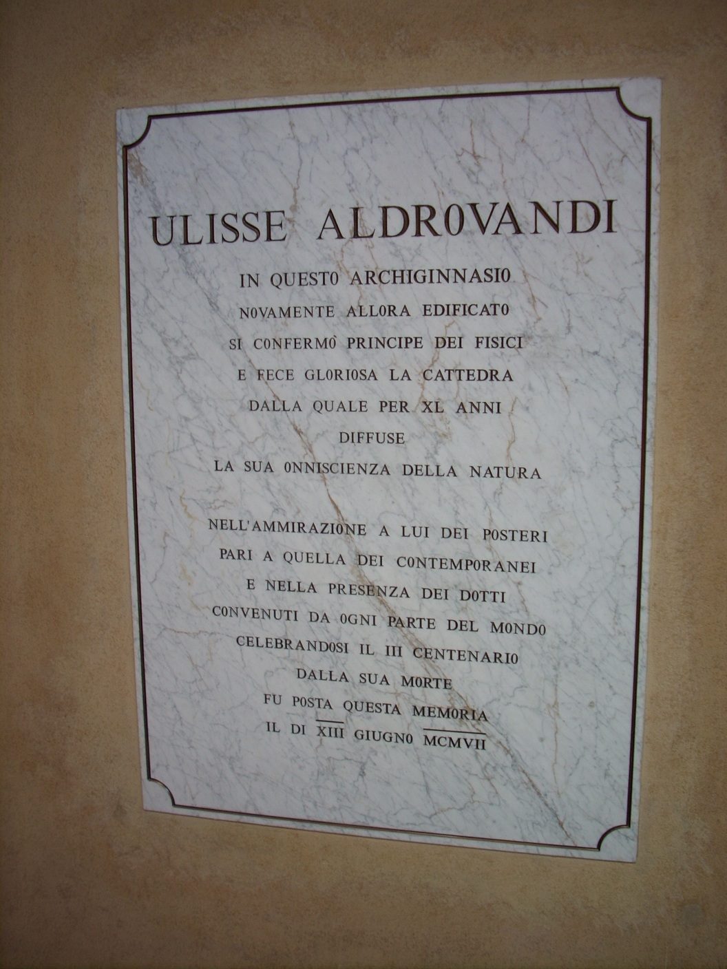 Ulisse Aldrovandi's memorial tablet, Palazzo dell'Archiginn~2.JPG
